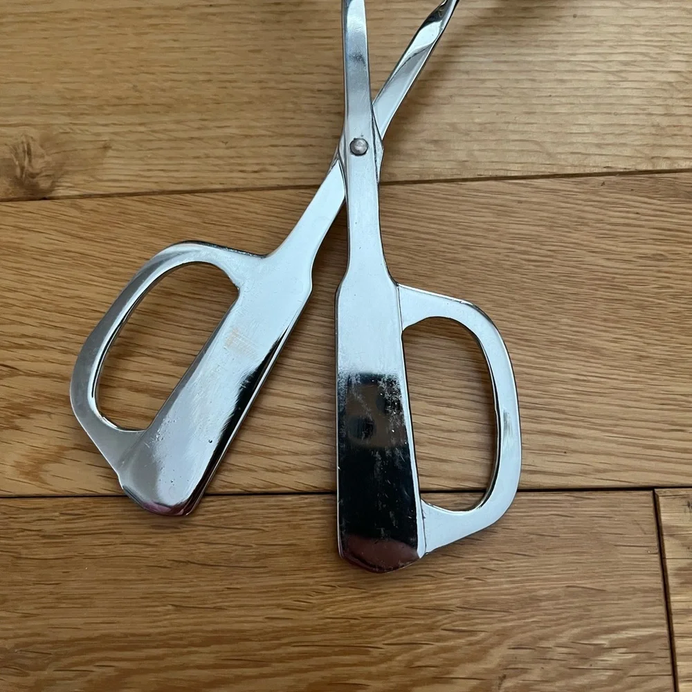 Bon Chef silver metal scissor salad tongs